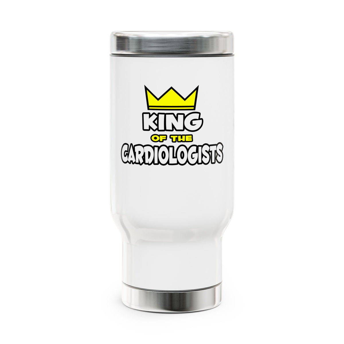 King of the Cardiologists - Stainless Steel Travel Mug with Handle, 14oz