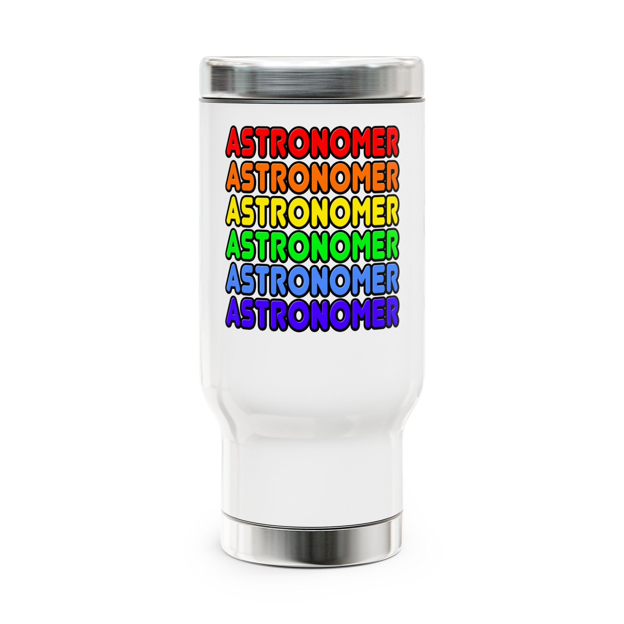 Rainbow Astronomer - Stainless Steel Travel Mug with Handle, 14oz