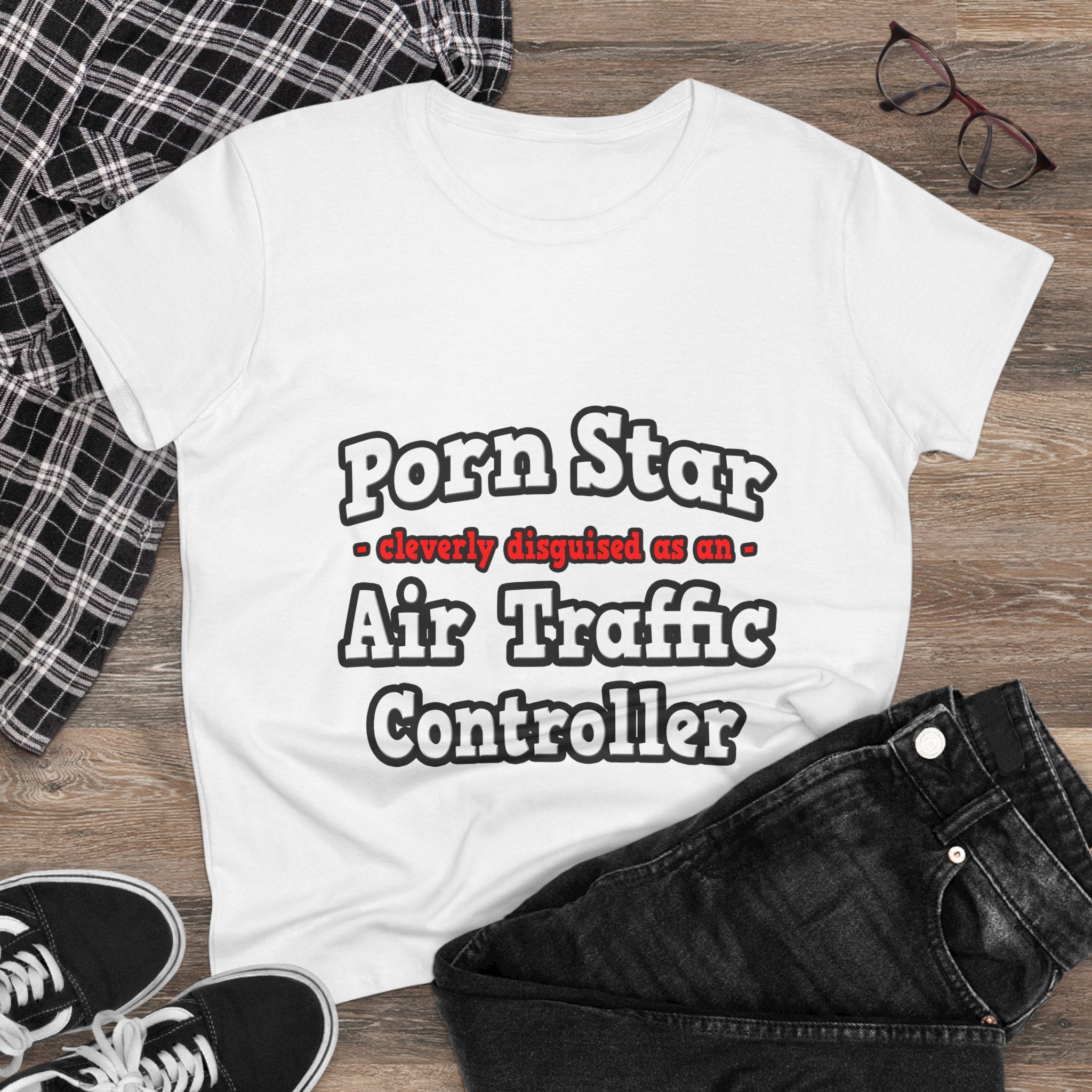 Porn Star...Air Traffic Controller - Women's Midweight Cotton Tee