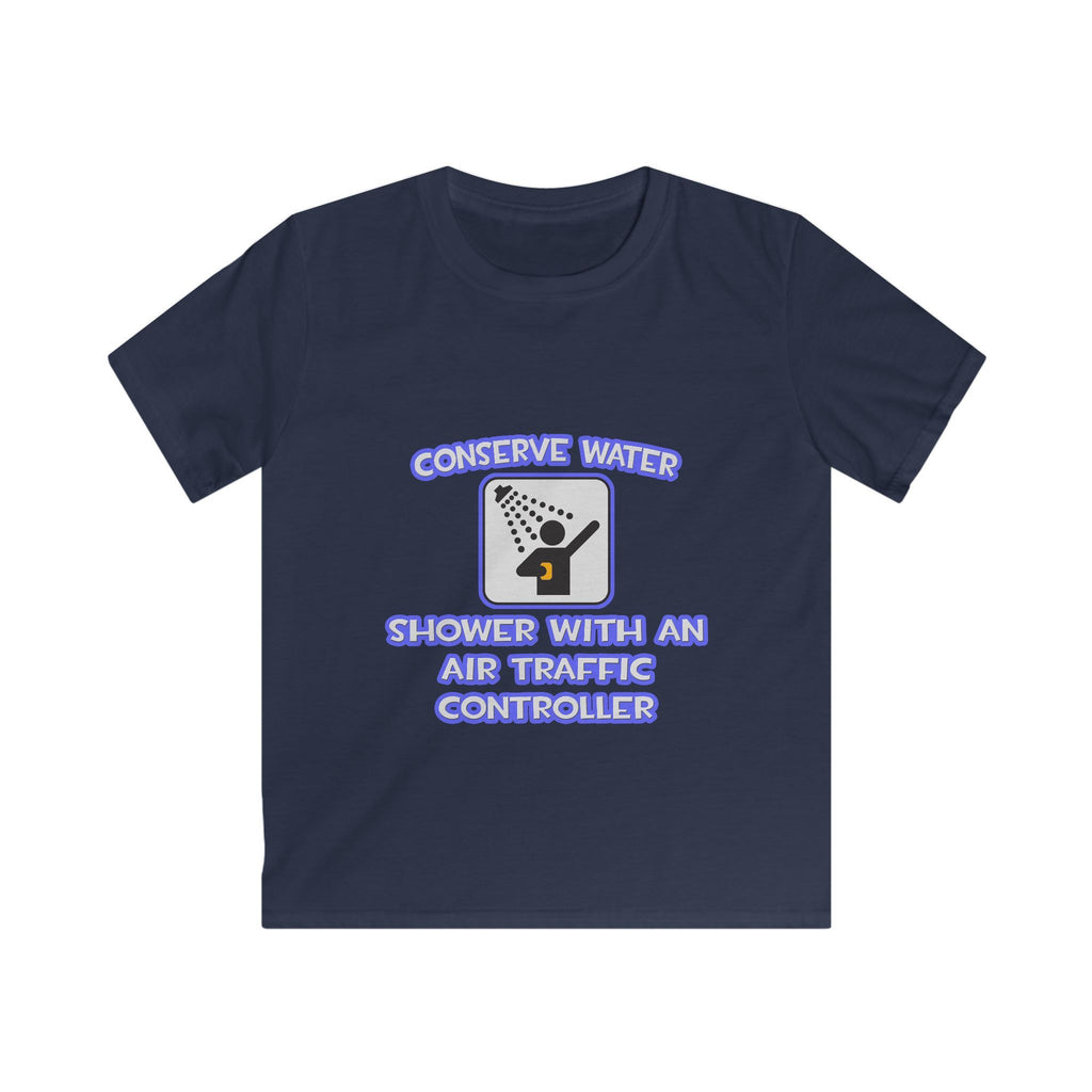 Conserve Water .. Shower With Air Traffic Controller - Kids Softstyle Tee
