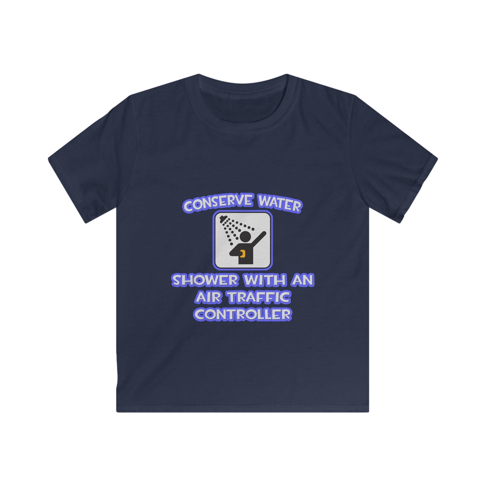 Conserve Water .. Shower With Air Traffic Controller - Kids Softstyle Tee