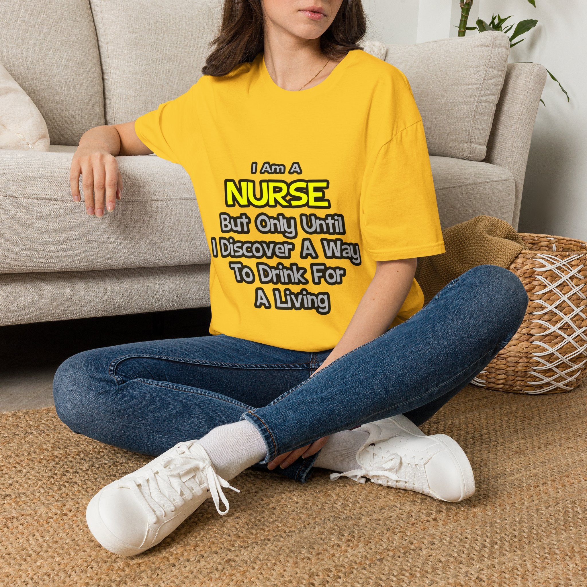 Nurse Joke .. Drink for a Living - Unisex Softstyle T-Shirt