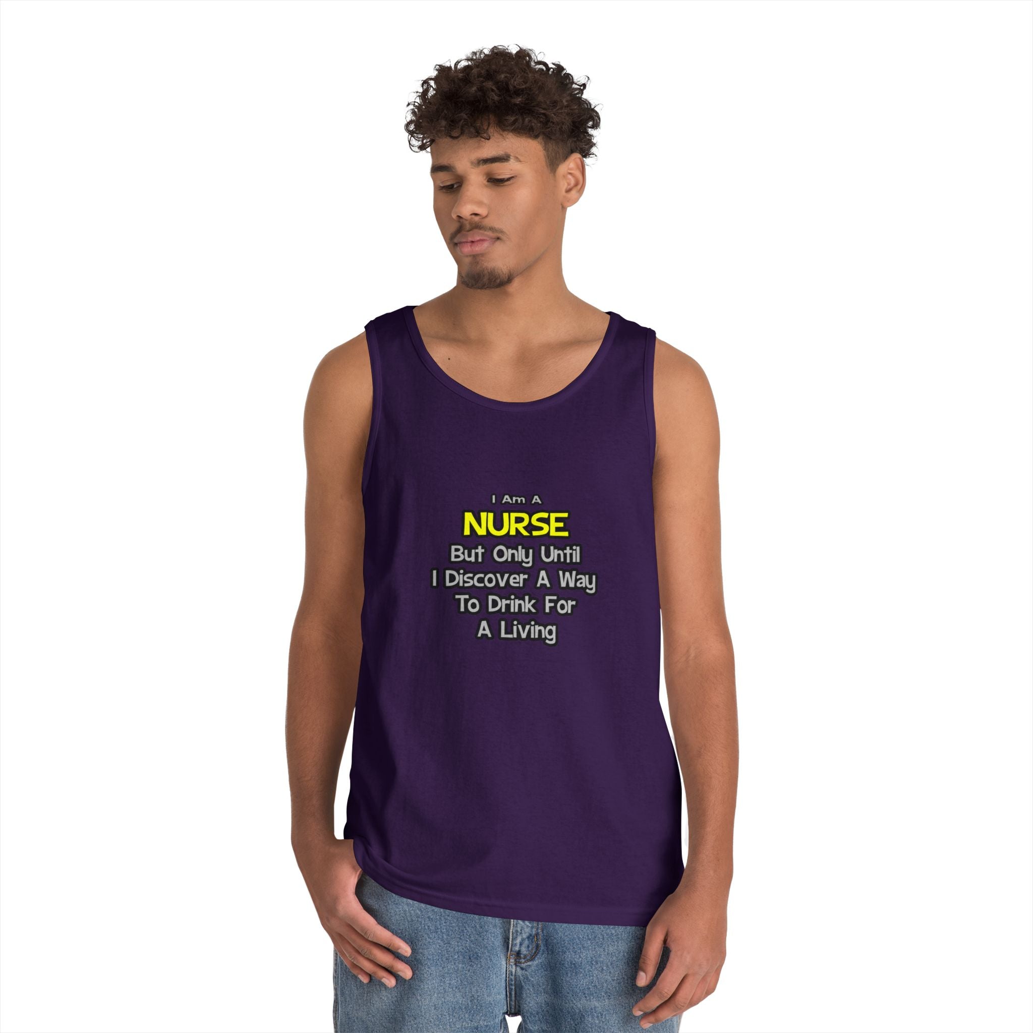 Nurse Joke .. Drink for a Living - Unisex Heavy Cotton Tank Top