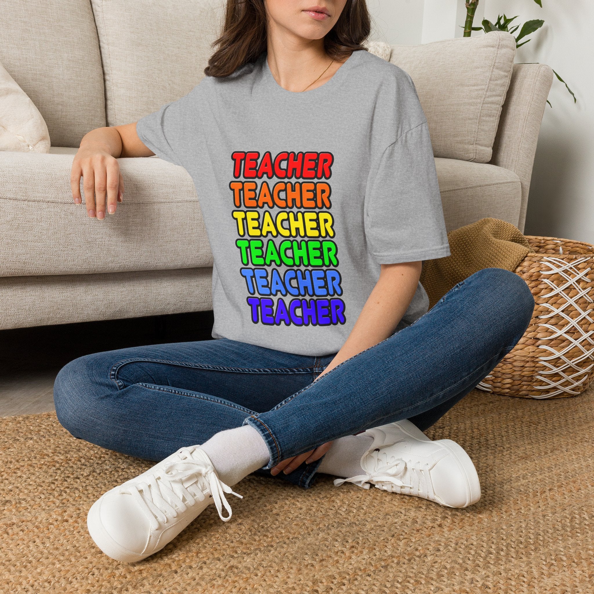 Rainbow Teacher - Unisex Softstyle T-Shirt