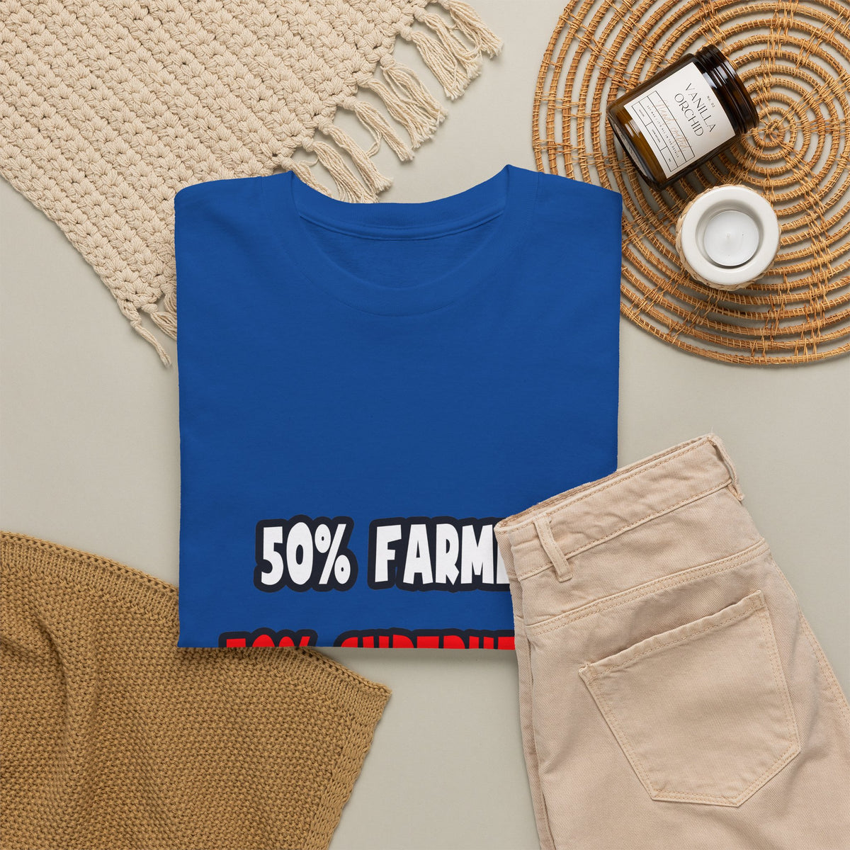 Half Farmer ... Half Superhero - Unisex Heavy Cotton Tee