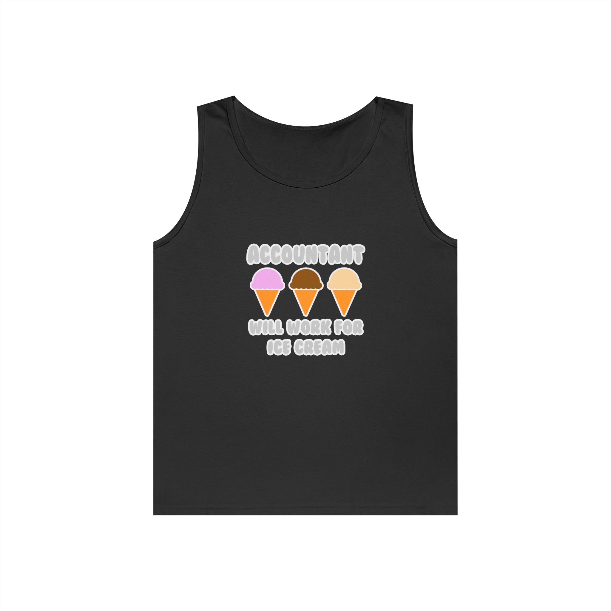 Accountant ... Will Work For Ice Cream - Unisex Heavy Cotton Tank Top