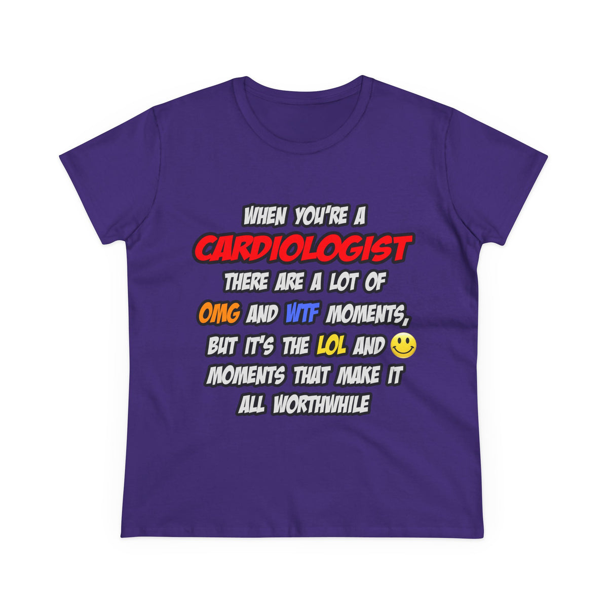 Cardiologist .. OMG WTF LOL - Women's Midweight Cotton Tee