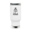 Keep Calm and Call a Farmer - Stainless Steel Travel Mug with Handle, 14oz