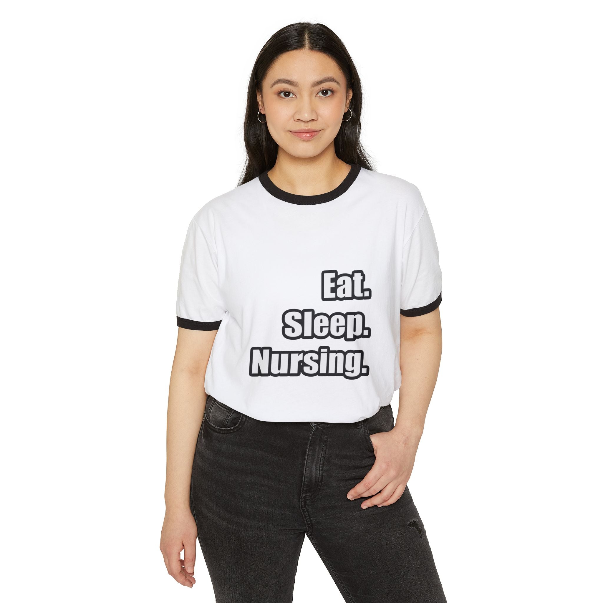 Eat. Sleep. Nursing. - Unisex Cotton Ringer T-Shirt