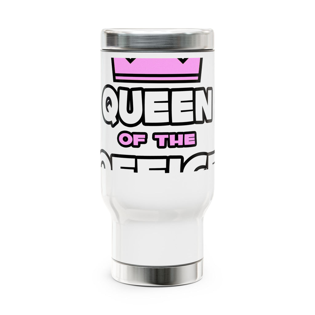 Queen of the Office - Stainless Steel Travel Mug with Handle, 14oz