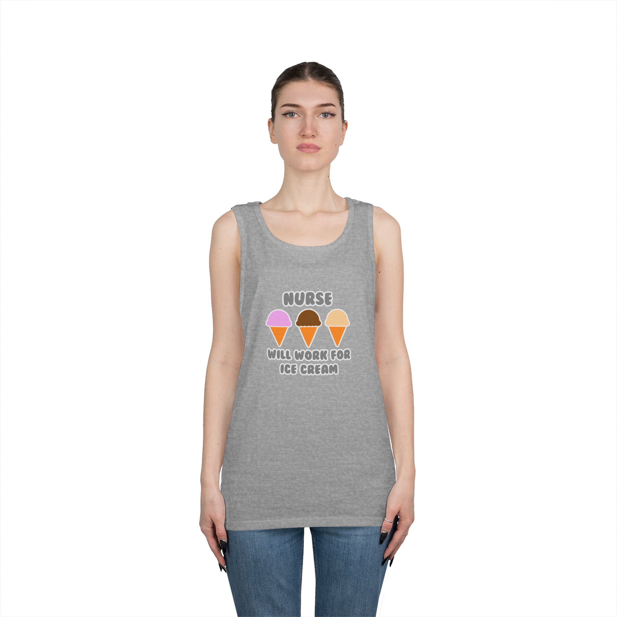 Nurse ... Will Work For Ice Cream - Unisex Heavy Cotton Tank Top