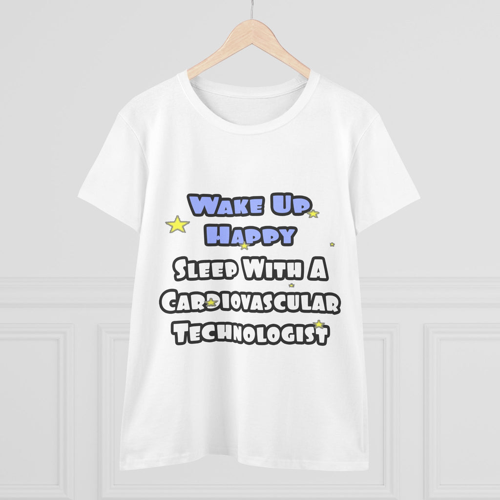 Wake Up Happy .. Sleep With Cardiovascular Tech - Women's Midweight Cotton Tee