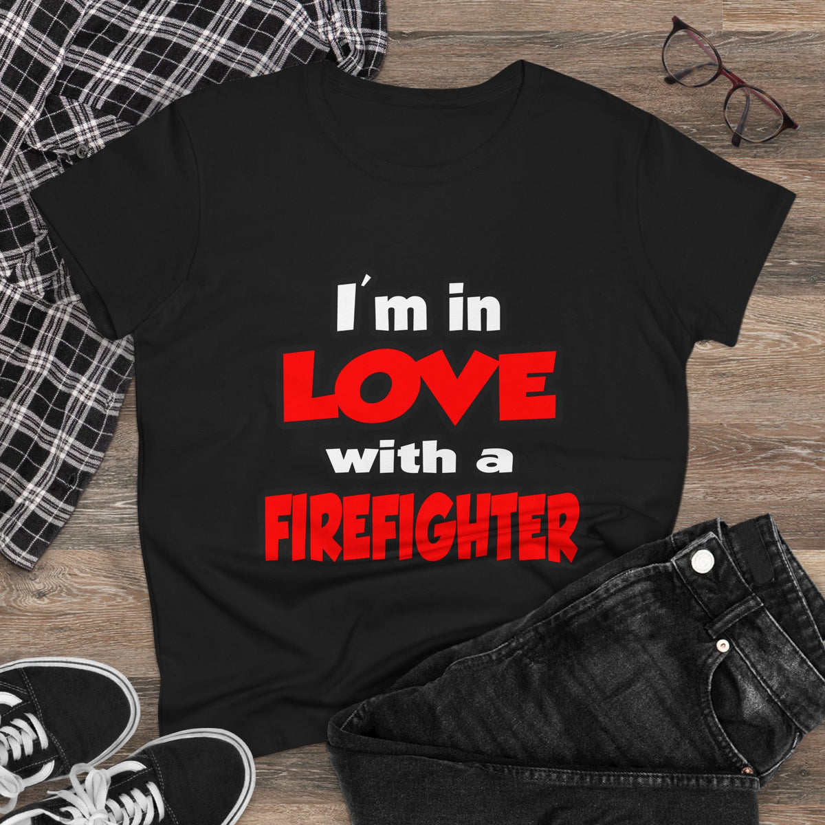 I'm In Love With A Firefighter - Women's Midweight Cotton Tee