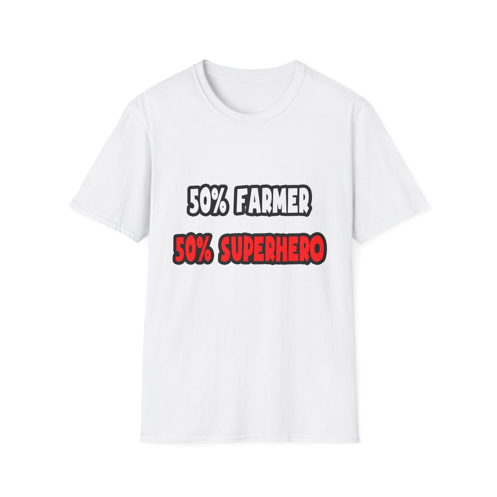 Half Farmer ... Half Superhero - Unisex Softstyle T-Shirt