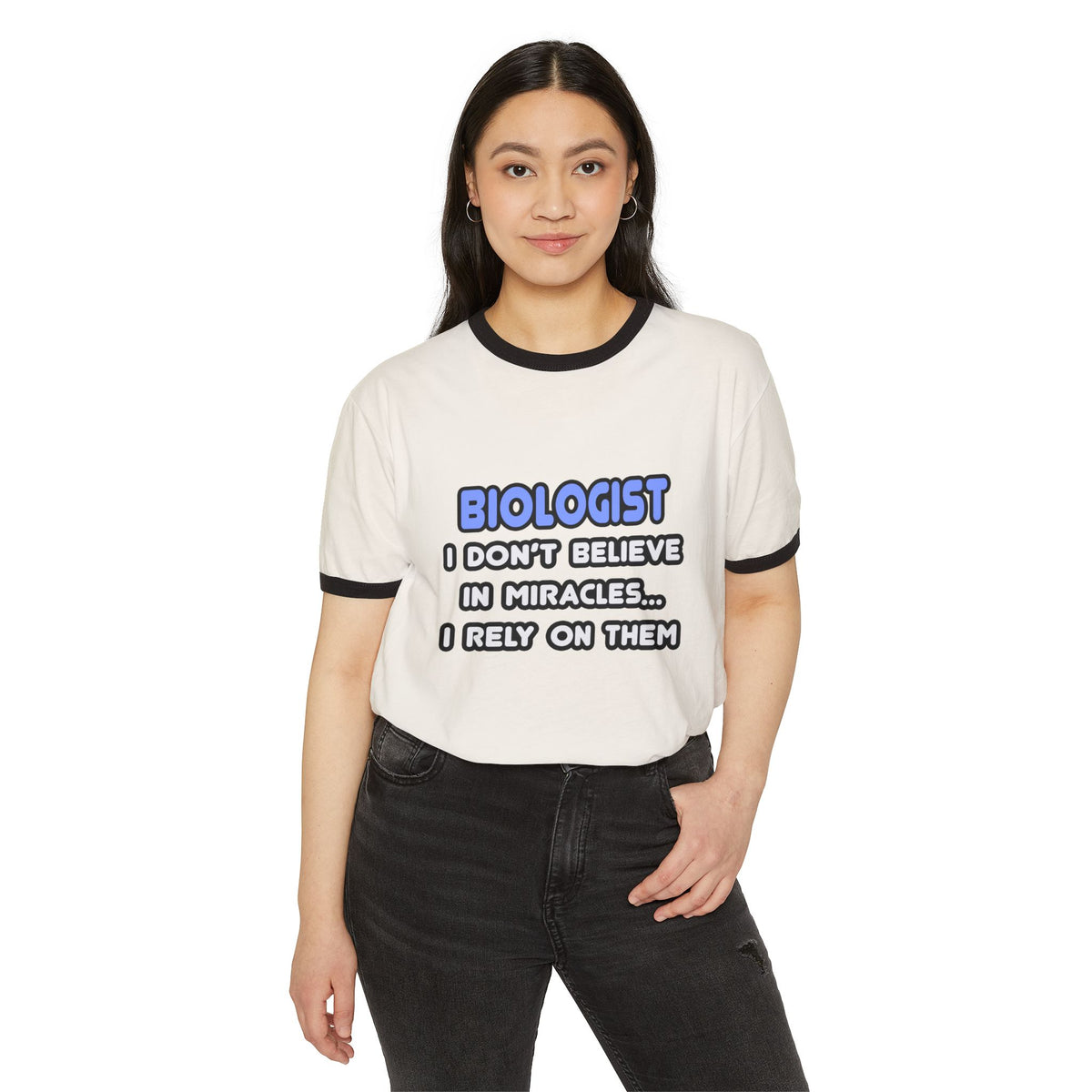 Miracles and Biologists - Unisex Cotton Ringer T-Shirt