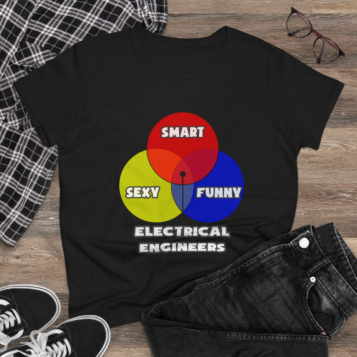 Venn Diagram .. Electrical Engineers - Women's Midweight Cotton Tee
