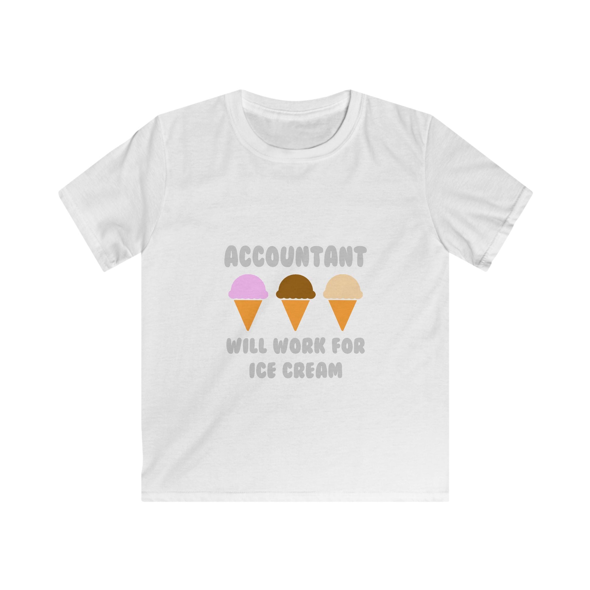 Accountant ... Will Work For Ice Cream - Kids Softstyle Tee