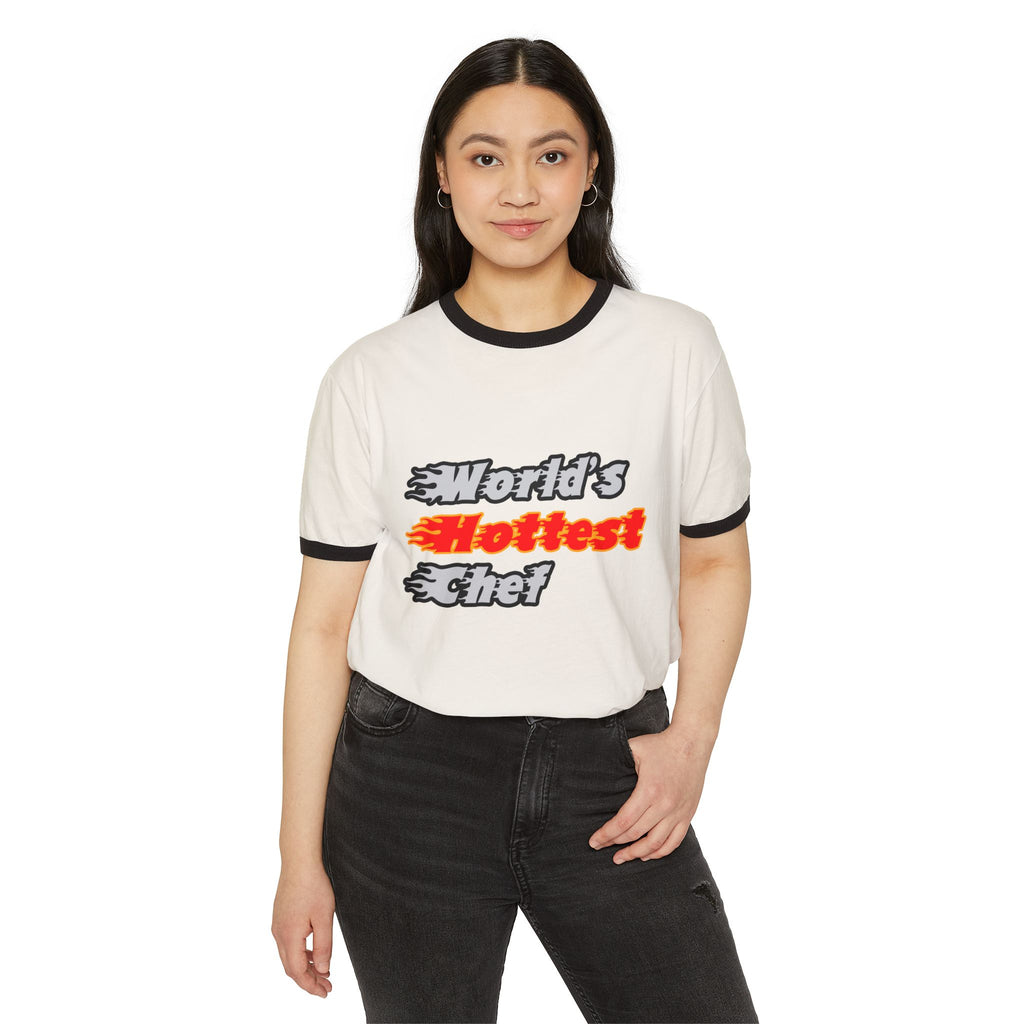 World's Hottest Chef - Unisex Cotton Ringer T-Shirt