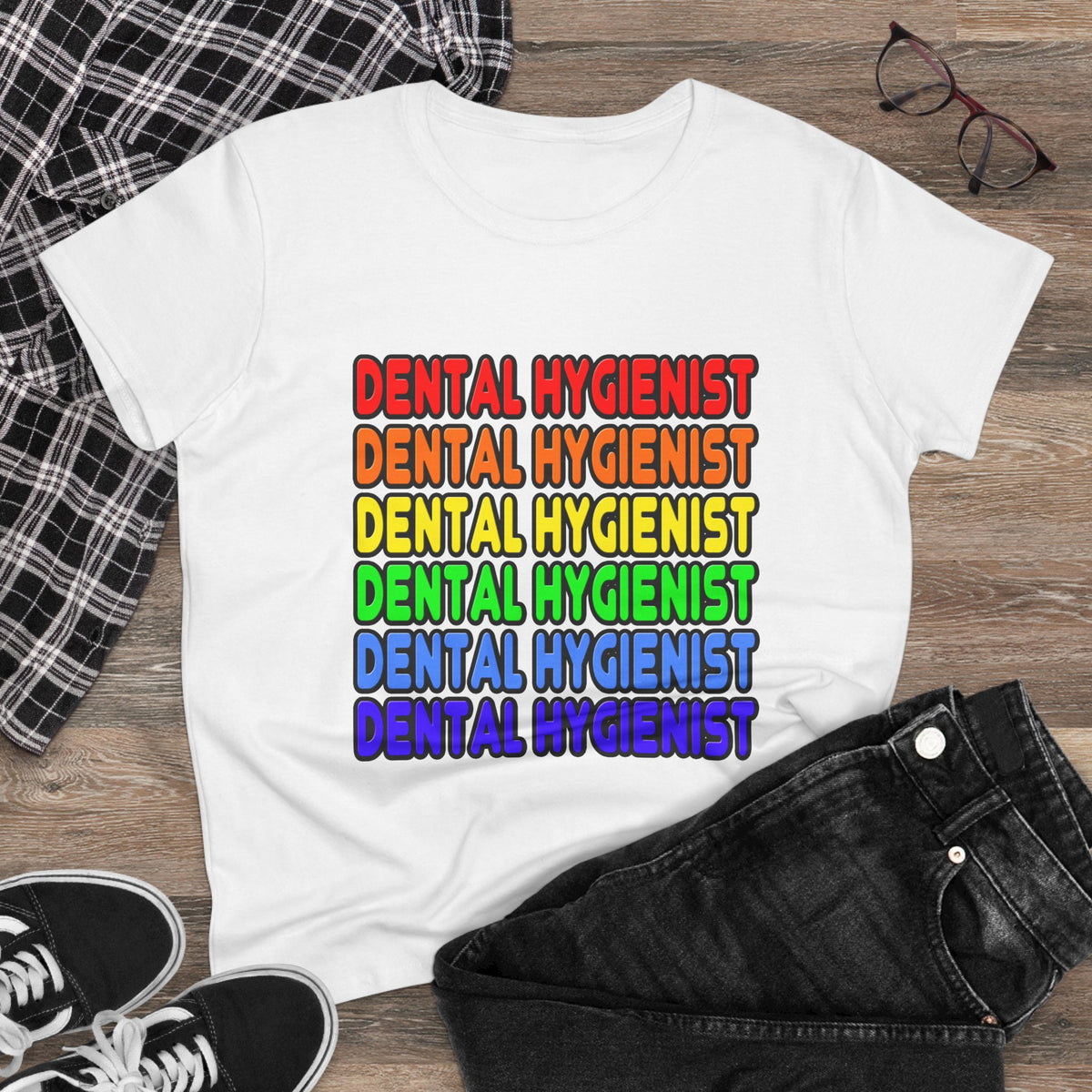 Rainbow Dental Hygienist - Women's Midweight Cotton Tee