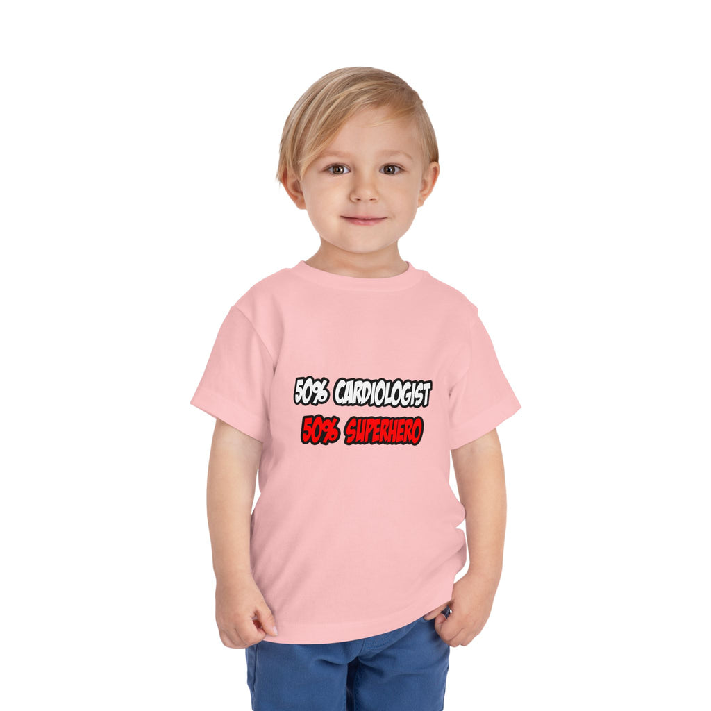 Half Cardiologist...Half Superhero - Toddler Short Sleeve Tee