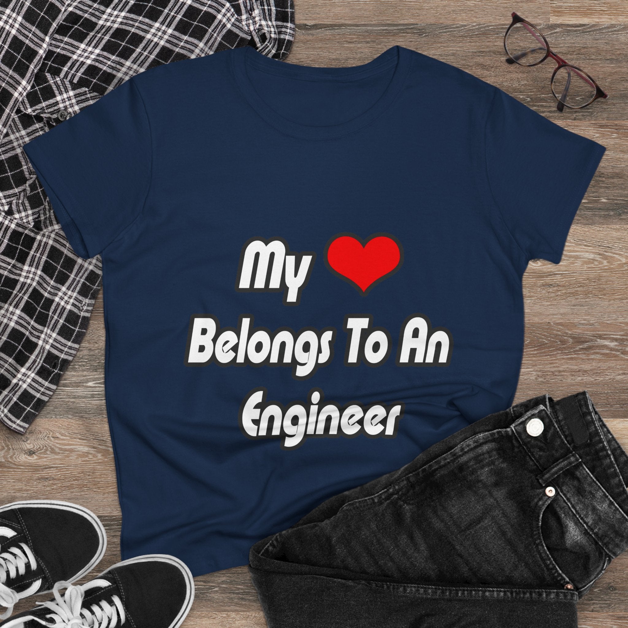 My Heart Belongs To An Engineer - Women's Midweight Cotton Tee