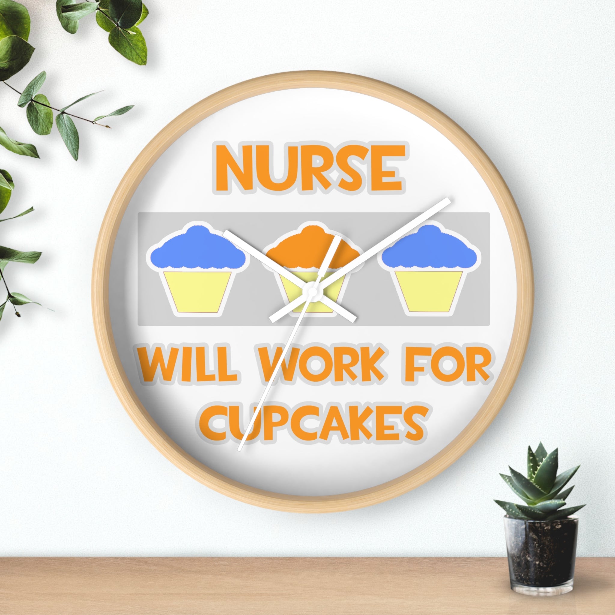Nurse ... Will Work For Cupcakes - Wall Clock