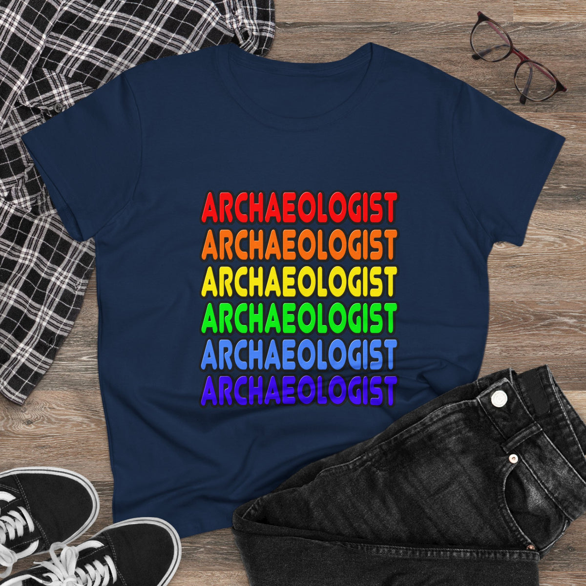 Rainbow Archaeologist - Women's Midweight Cotton Tee