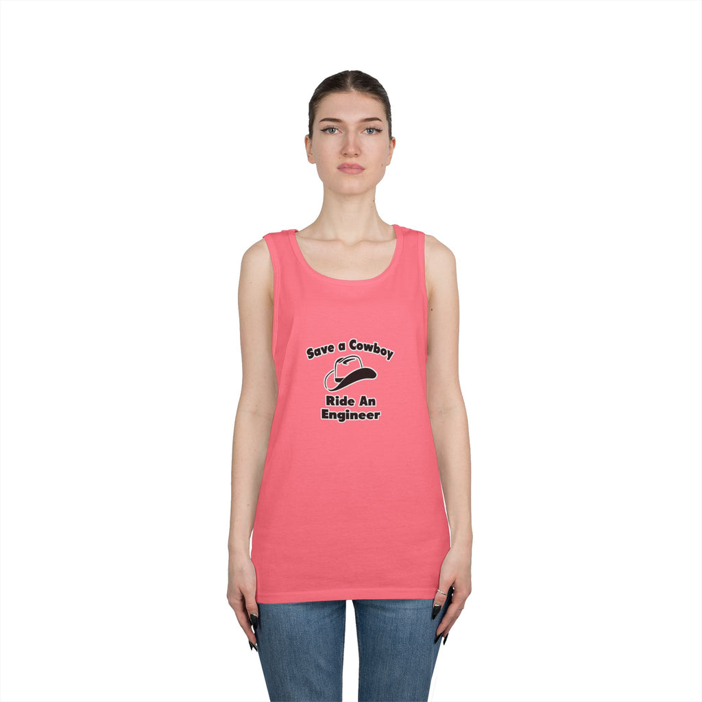 Save a Cowboy .. Ride an Engineer - Unisex Heavy Cotton Tank Top