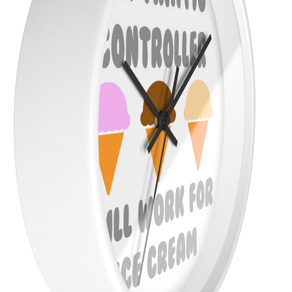 Air Traffic Controller ... Will Work For Ice Cream - Wall Clock