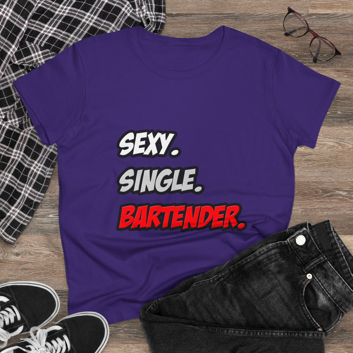Sexy. Single. Bartender - Women's Midweight Cotton Tee
