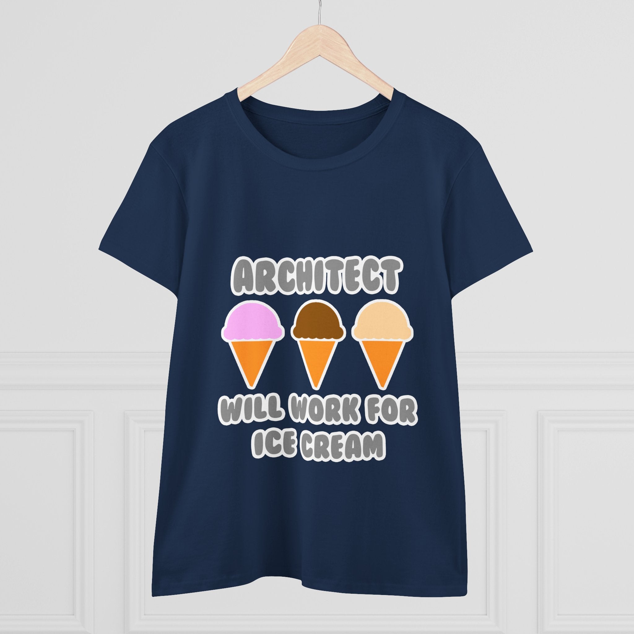Architect ... Will Work For Ice Cream - Women's Midweight Cotton Tee