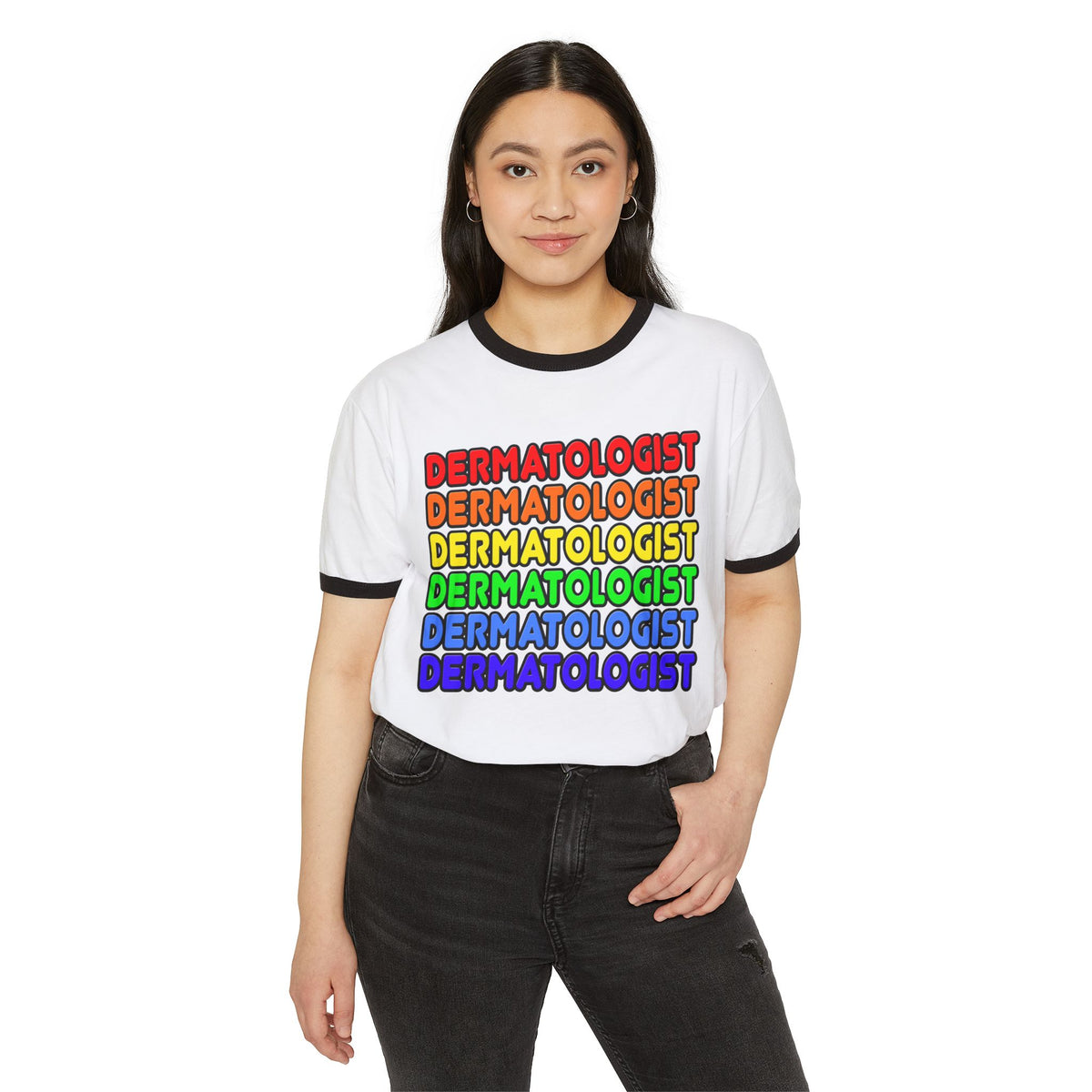 Rainbow Dermatologist - Unisex Cotton Ringer T-Shirt