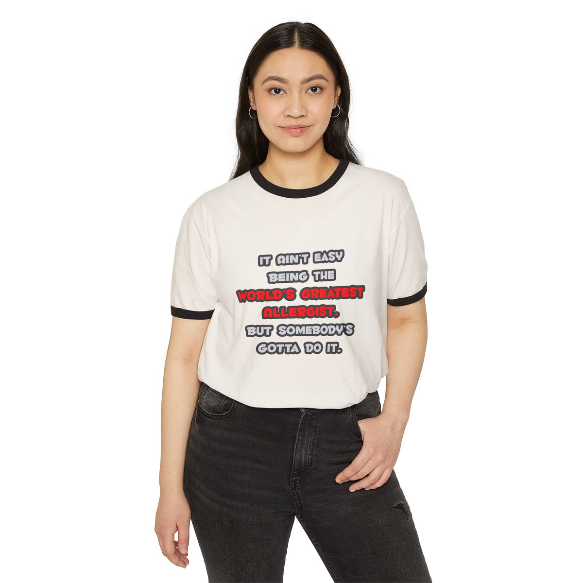 World's Greatest Allergist Joke - Unisex Cotton Ringer T-Shirt
