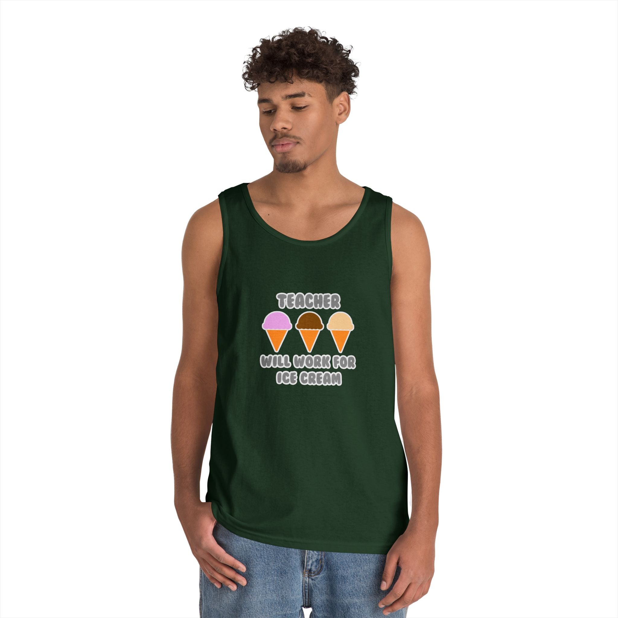 Teacher ... Will Work For Ice Cream - Unisex Heavy Cotton Tank Top
