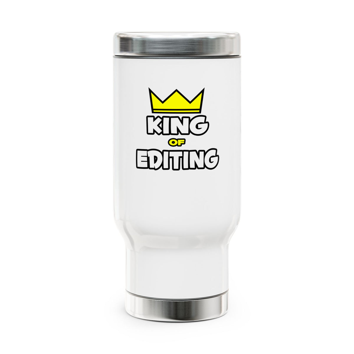 King of Editing - Stainless Steel Travel Mug with Handle, 14oz