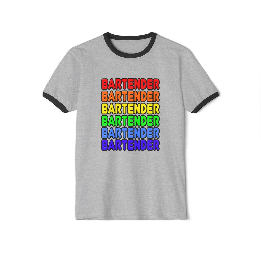Rainbow Bartender - Unisex Cotton Ringer T-Shirt