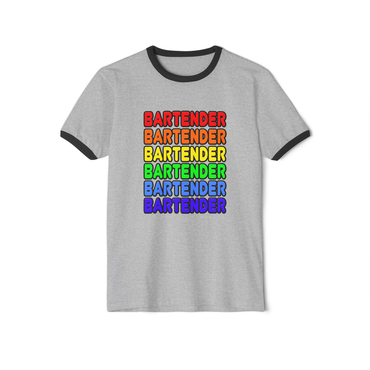 Rainbow Bartender - Unisex Cotton Ringer T-Shirt