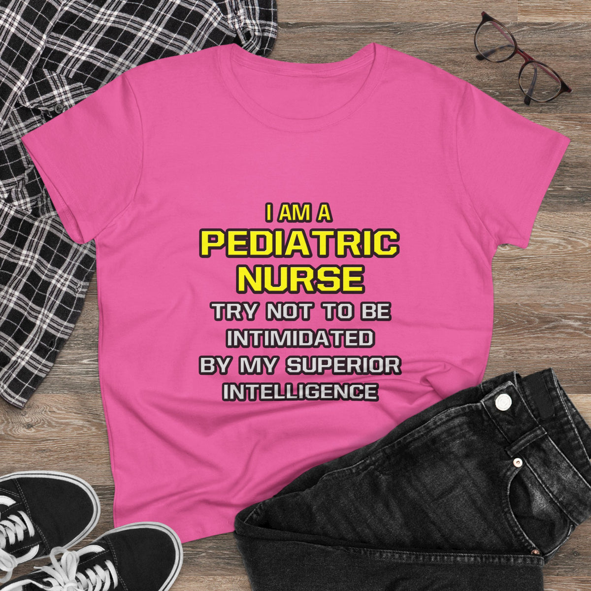 Pediatric Nurse...Superior Intelligence - Women's Midweight Cotton Tee