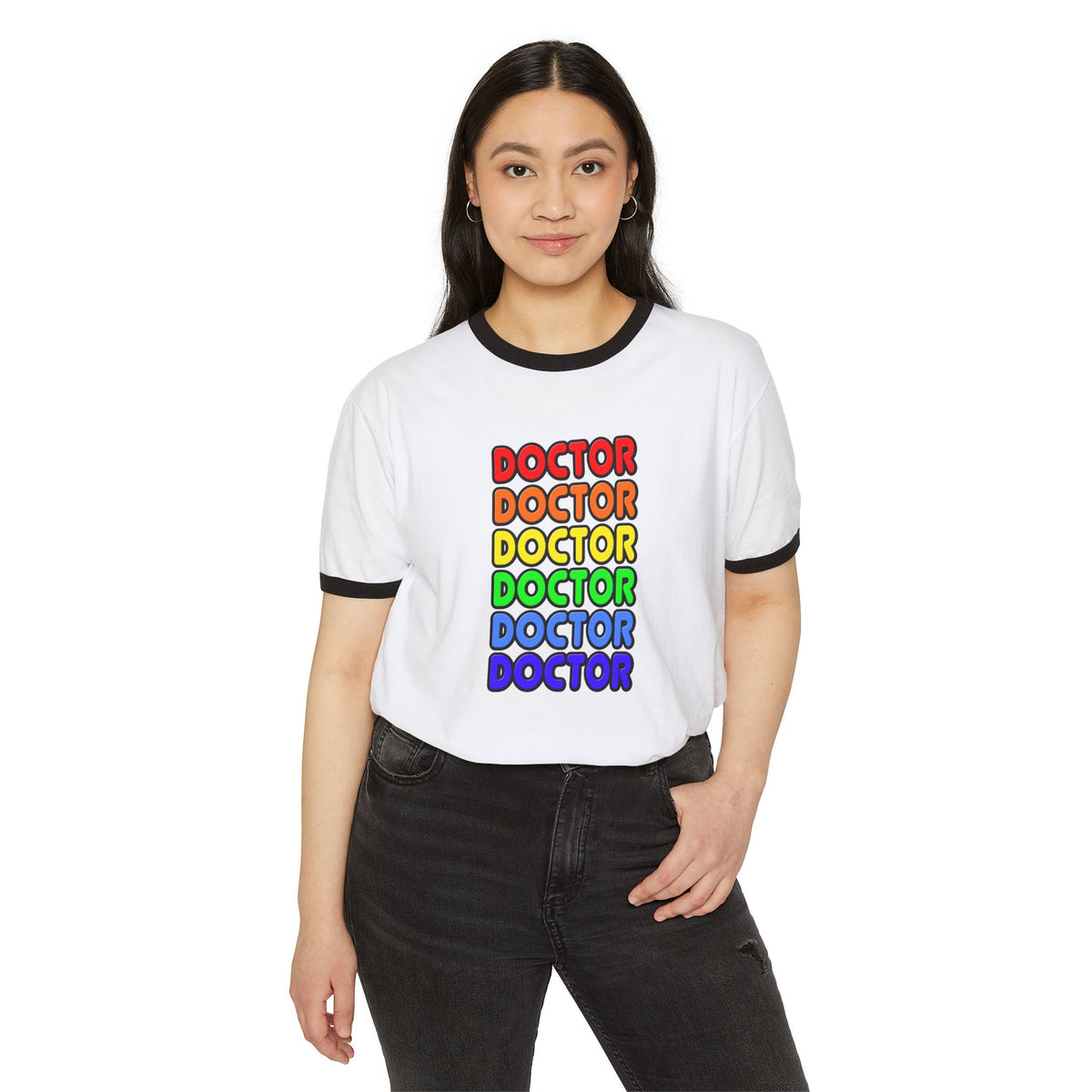 Rainbow Doctor - Unisex Cotton Ringer T-Shirt