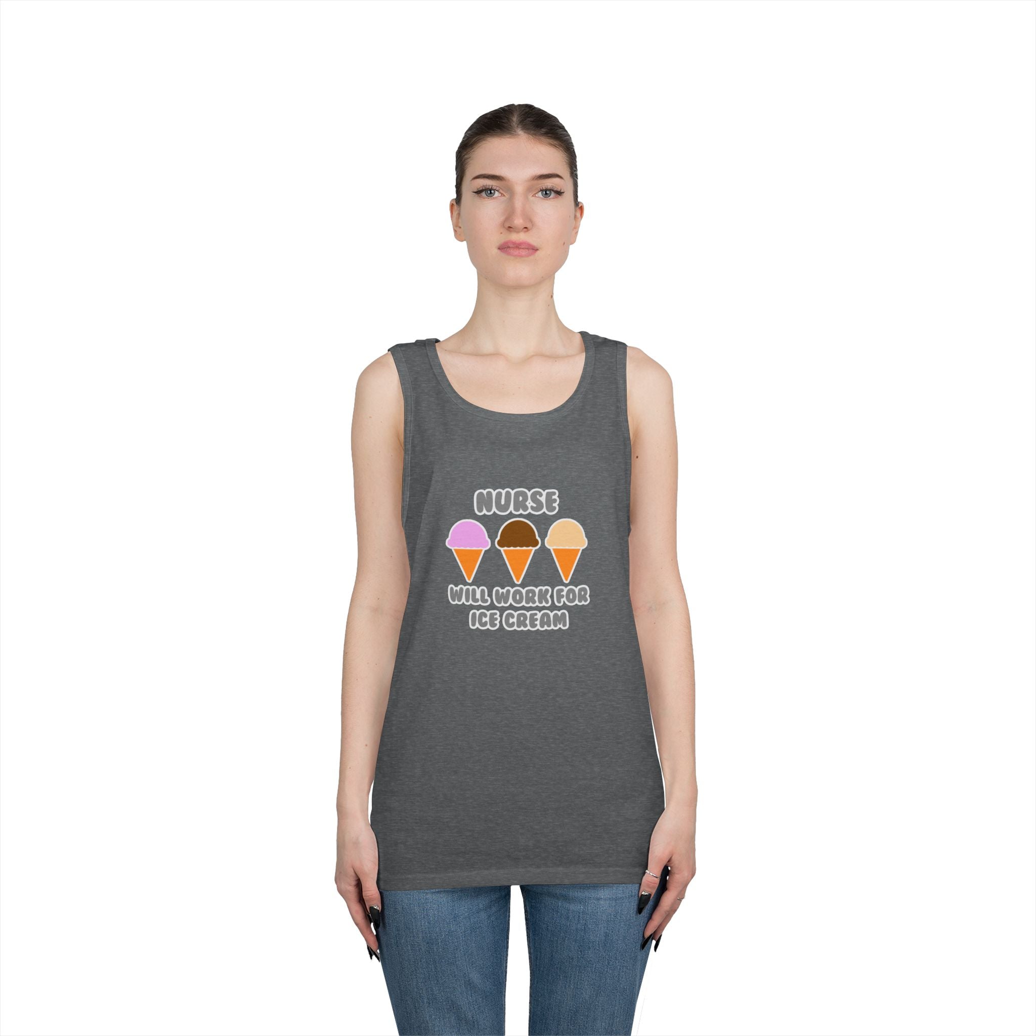 Nurse ... Will Work For Ice Cream - Unisex Heavy Cotton Tank Top