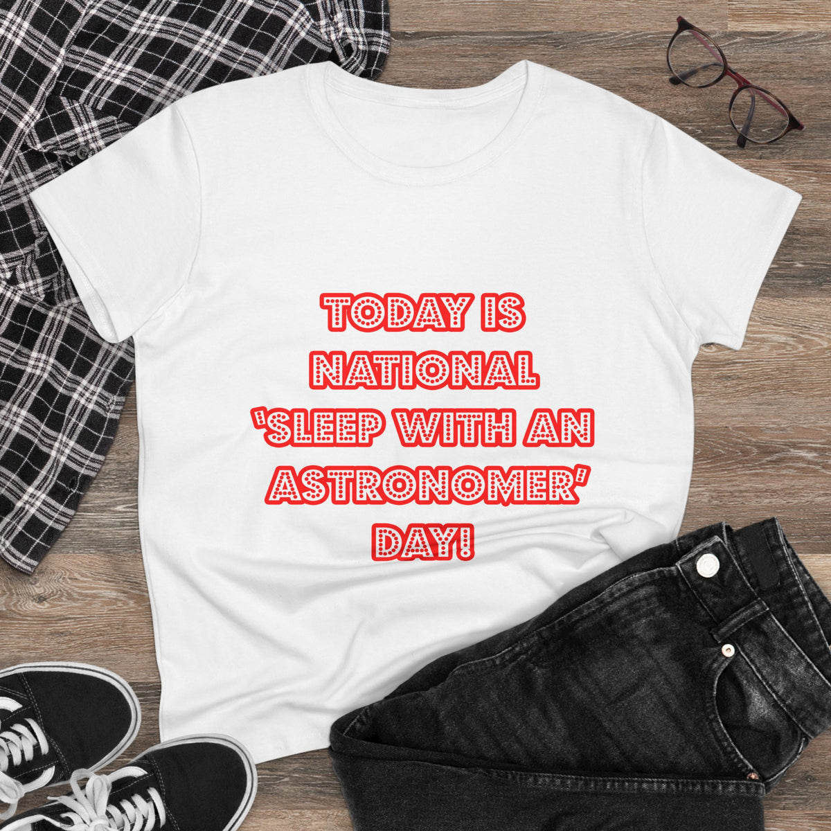 National 'Sleep With an Astronomer' Day - Women's Midweight Cotton Tee