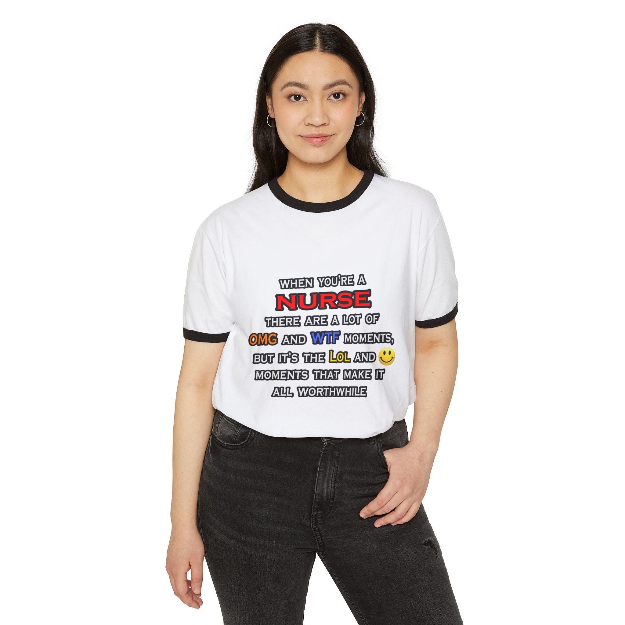 Nurse ... OMG WTF LOL - Unisex Cotton Ringer T-Shirt