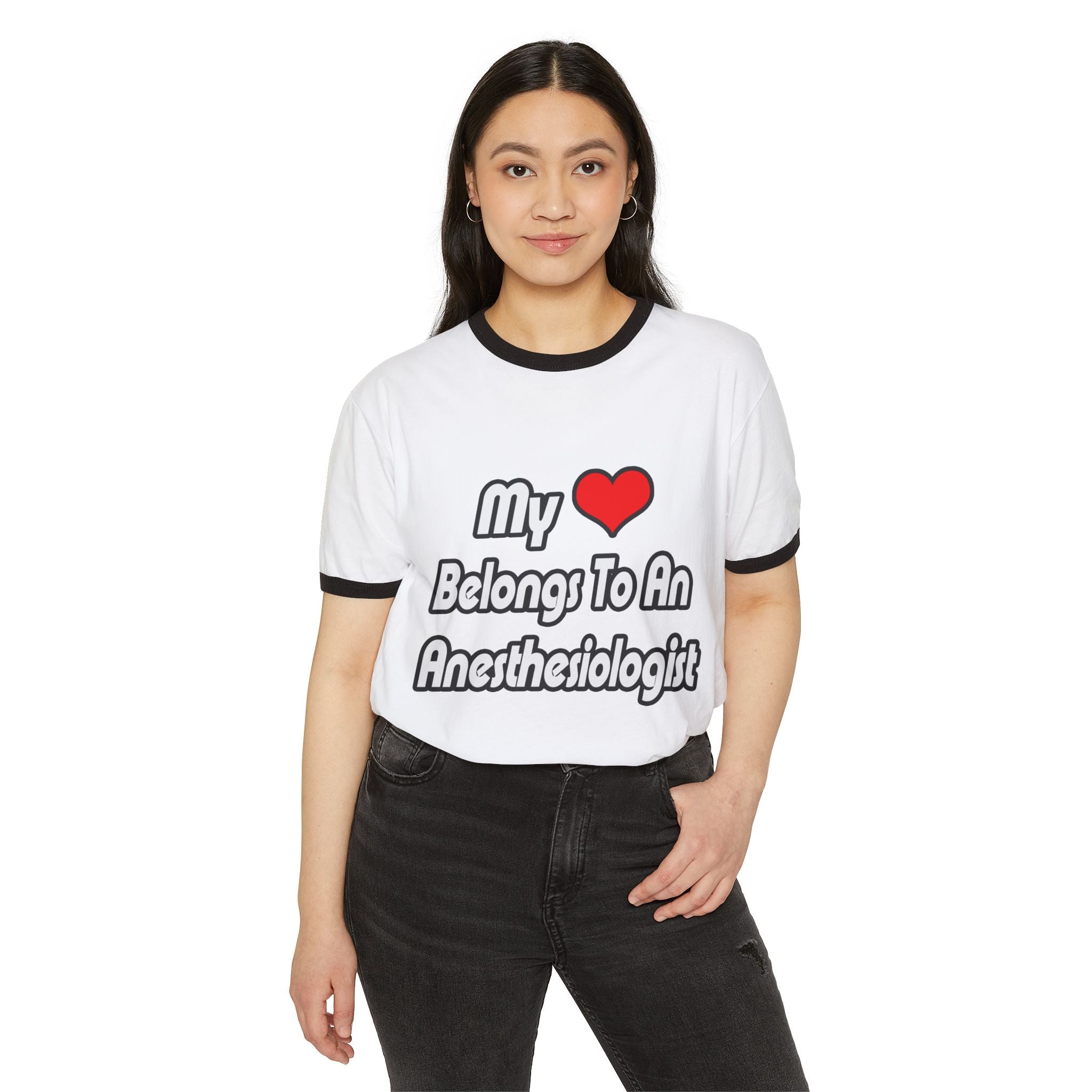 My Heart Belongs To An Anesthesiologist - Unisex Cotton Ringer T-Shirt