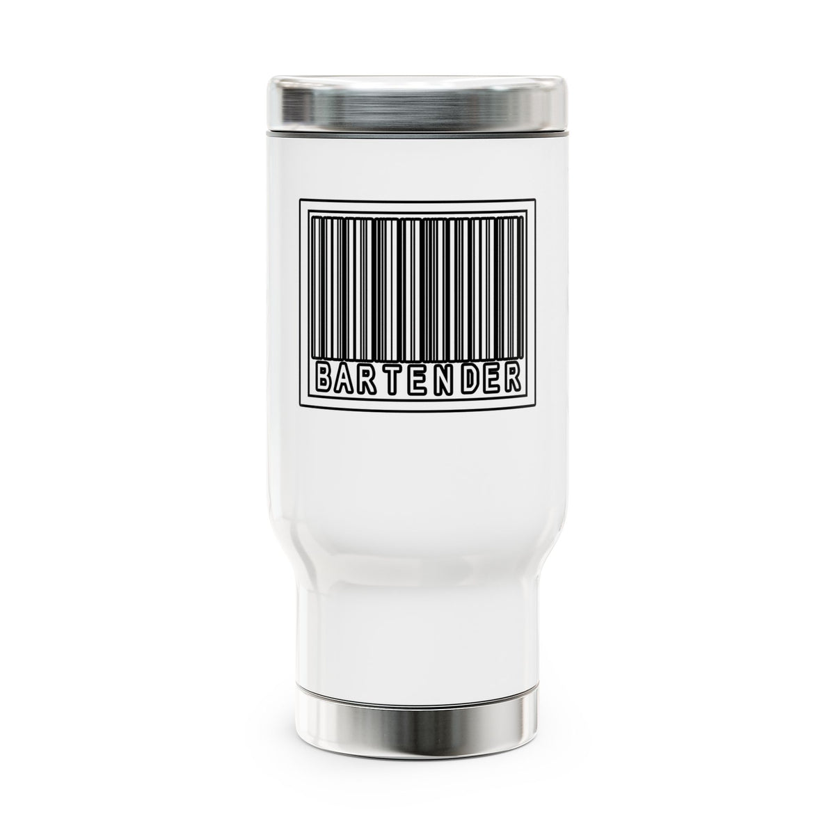 Barcode Bartender - Stainless Steel Travel Mug with Handle, 14oz