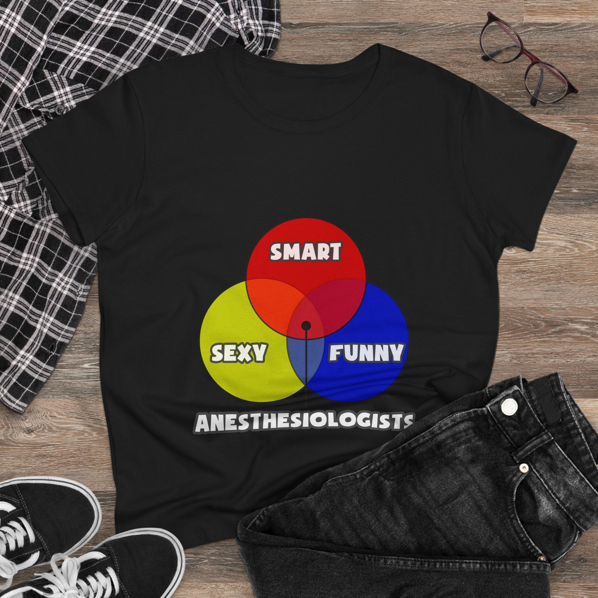Venn Diagram .. Anesthesiologists - Women's Midweight Cotton Tee
