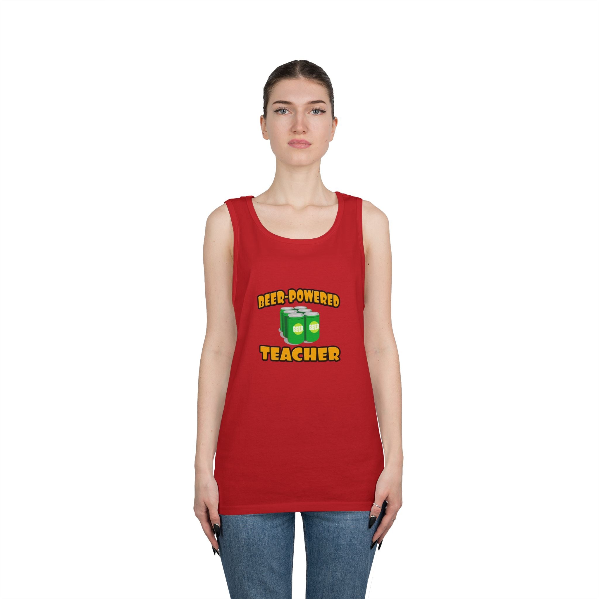 Beer Powered Teacher - Unisex Heavy Cotton Tank Top