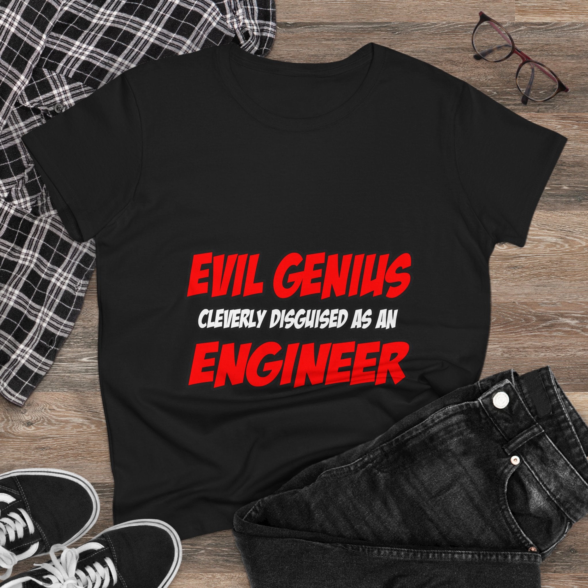 Evil Genius...Engineer - Women's Midweight Cotton Tee