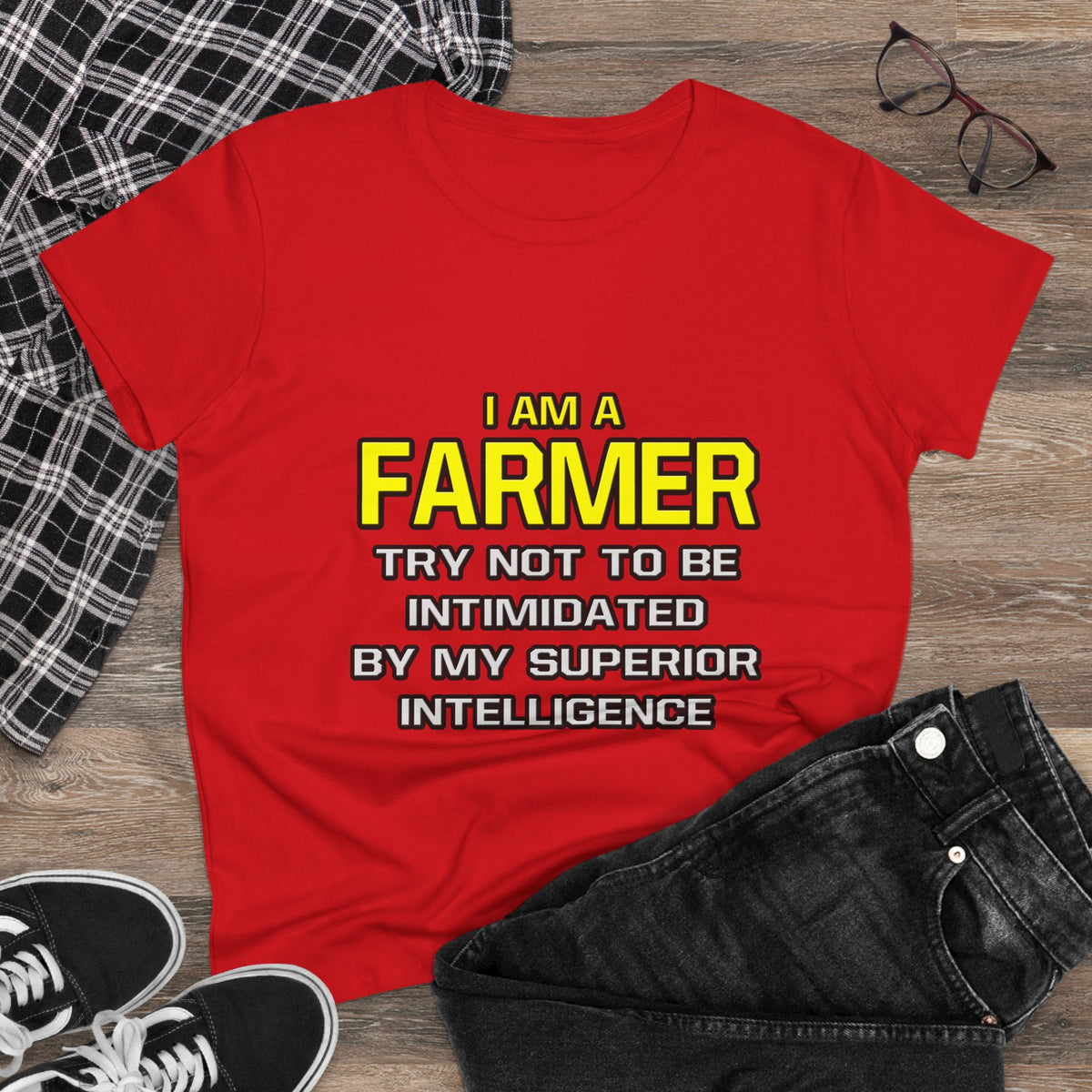 Farmer...Superior Intelligence - Women's Midweight Cotton Tee