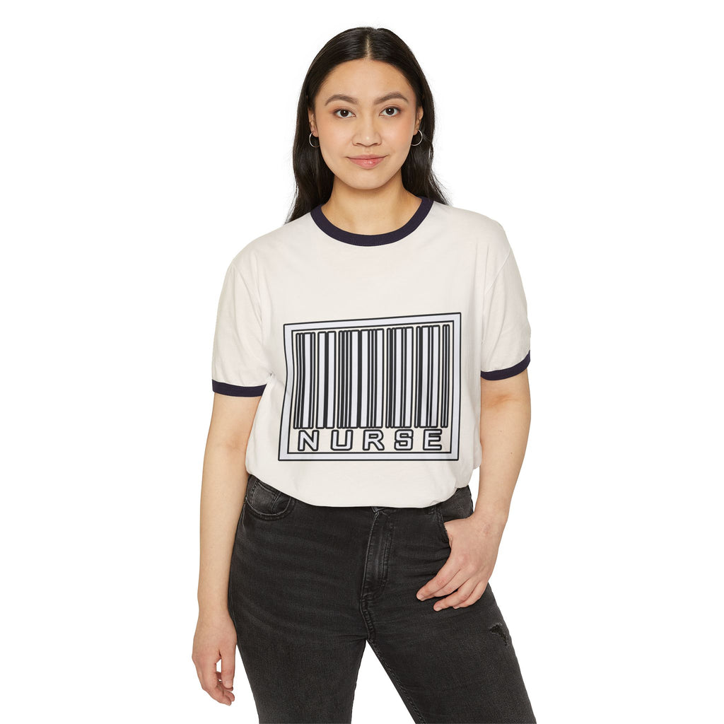 Barcode Nurse - Unisex Cotton Ringer T-Shirt