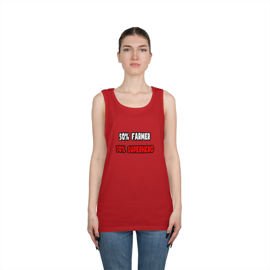 Half Farmer ... Half Superhero - Unisex Heavy Cotton Tank Top